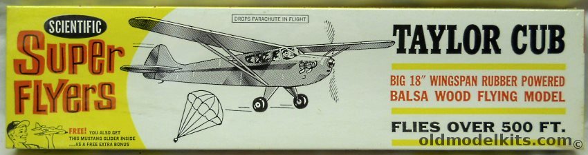 Scientific Taylor Cub Super Flyers Drops Parachute in Flight / With P-51D Mustang Glider - 18 Inch Wingspan Flying Aircraft, 154-100 plastic model kit